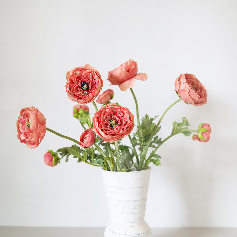 Ranunculus Faux Floral, Salmon Pink