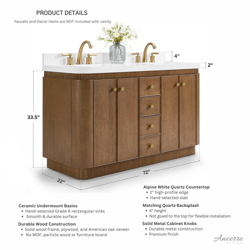 Ensemble de meuble-lavabo 72 po Aston, Chestnut Oak, 72 po