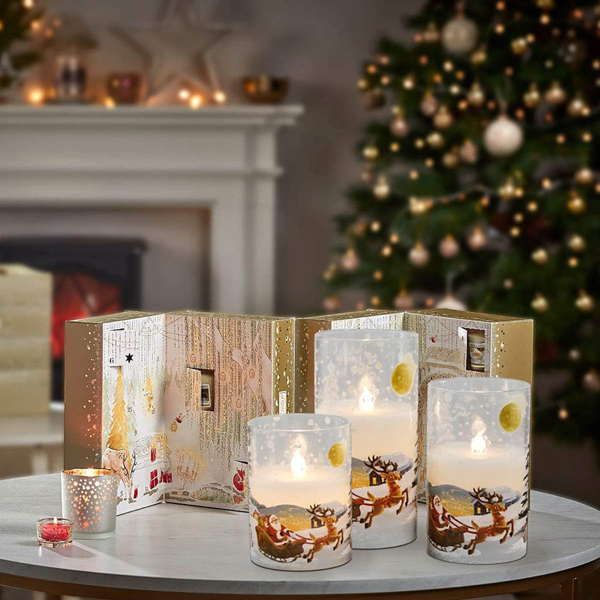 Lasumora Glass Flameless Pillar Candles With Remote - Real Wax LED Christmas Candles 3x4/5/6 Inch Set