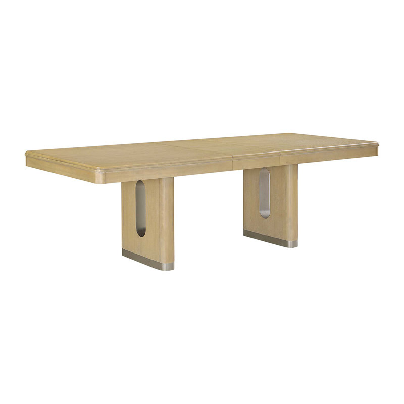 Expandable Dining Table with Double Pedestal Base
