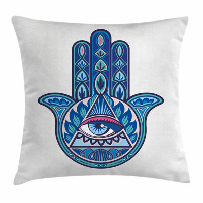 Evil Eye Vibrant Hamsa Triangle Square Pillow Cover