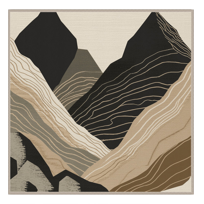 Machine Washable Pegah Modern Rustic Abstract Rug in Brown – Beige Binding, 7' Square