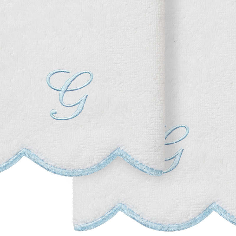  Ensemble de serviettes 100% coton turque ADORNIA, G, Blanc / Bleu, Ensemble de 2 serviettes à doigts