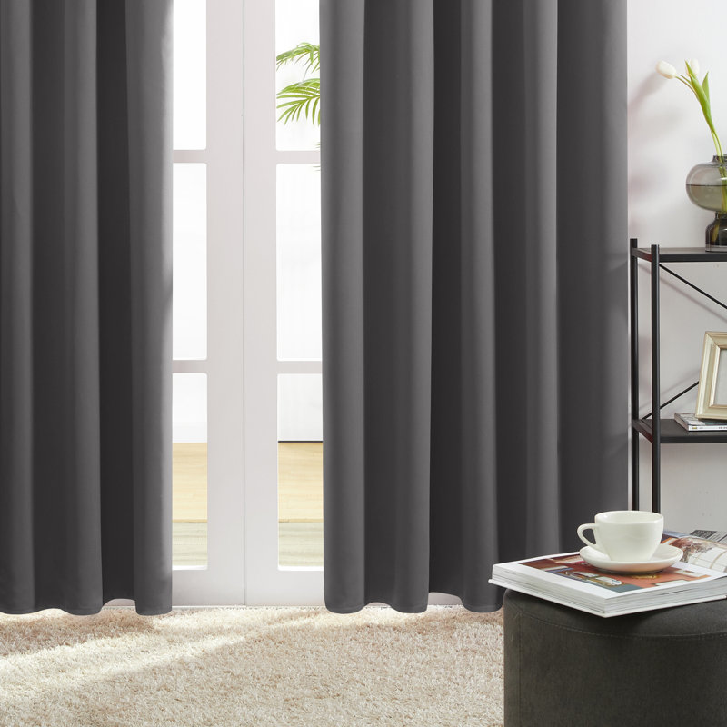 Harlowe Room Darkening Curtain Pair, 38" W x 84" L, Dark Gray