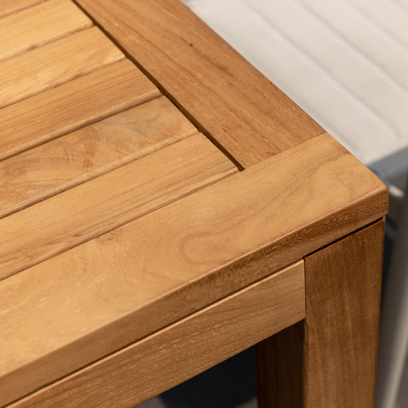 Ensemble repas d'extérieur en teck Dugas 7 pièces FSC, H 30 po x L 63 po x P 35 po, Jaune, 6