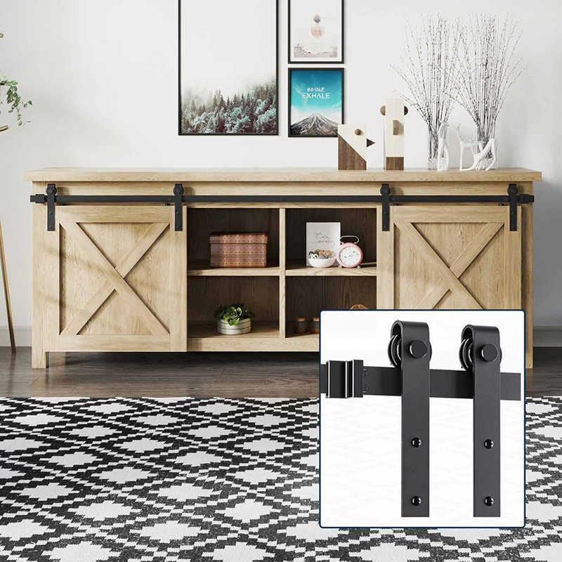 6 FT Cabinet Mini Sliding Double Barn Door Hardware Tra...