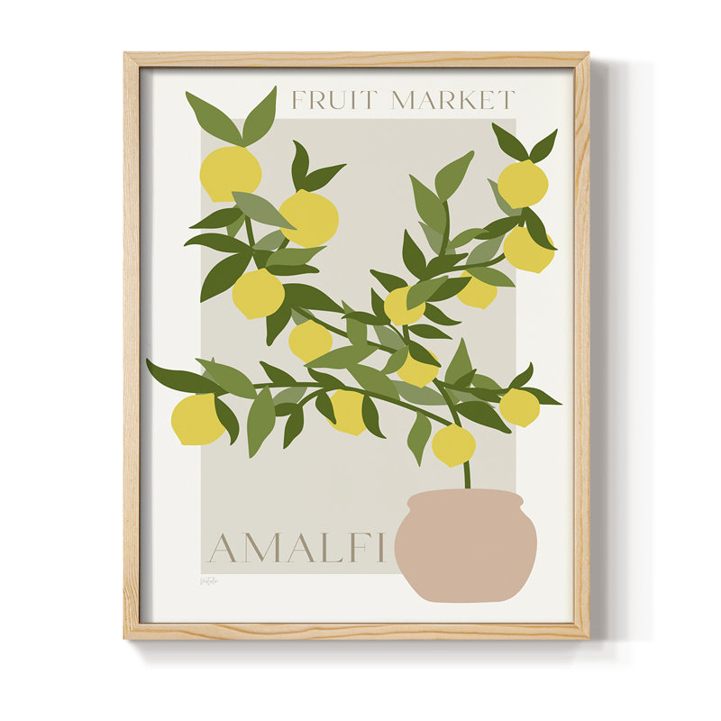 Affiche Amalfi Lemon, reproduction encadrée - bois massif, Naturel, H 30 po x l 24 po