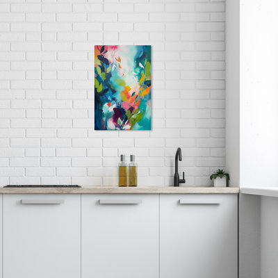 Abstract After Butterflies Flight Modern Blue Canvas Wall Art Print