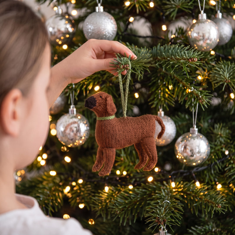 Hand Knit Alpaca Christmas Ornament Rhodesian Ridgeback Dog Hanging figurine
