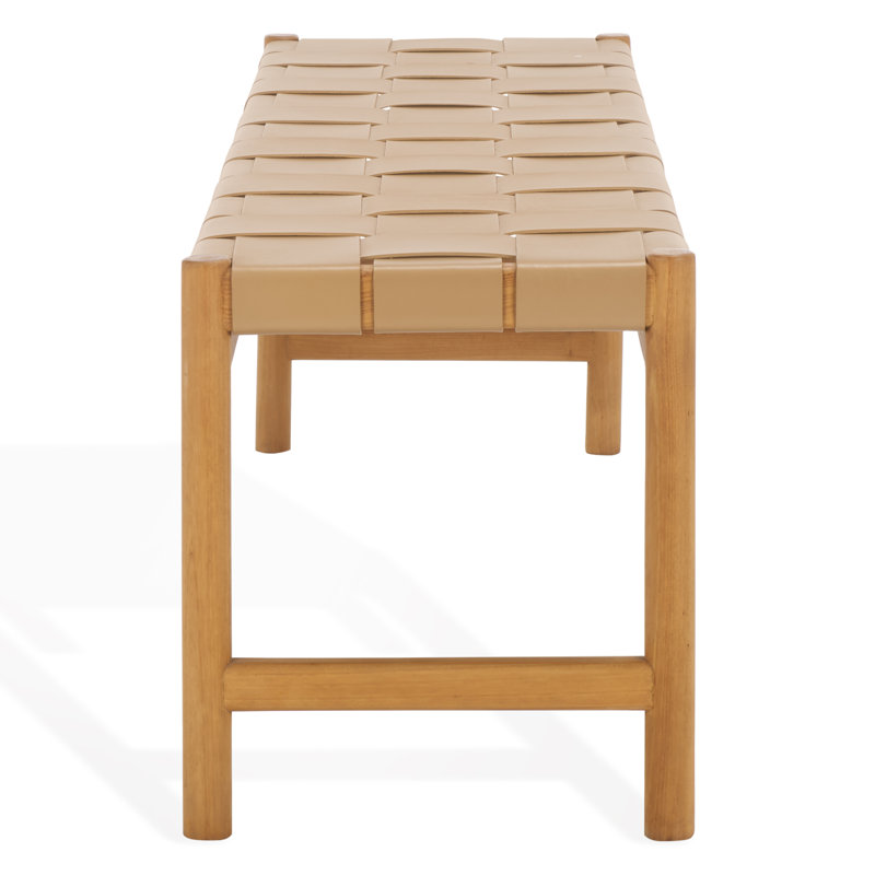 Devnie Woven Leather Bench, Tan, Natural