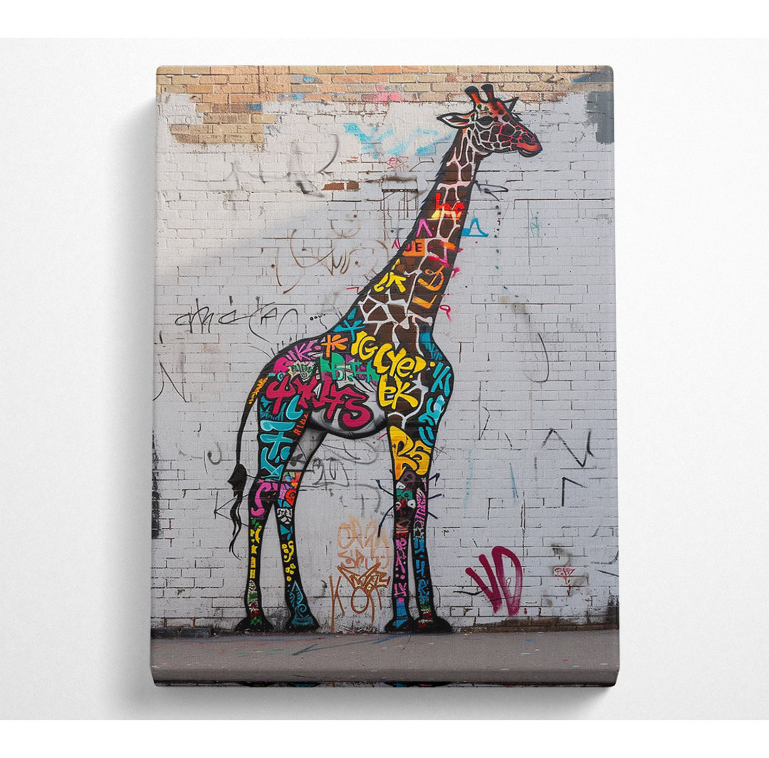 Graffiti Giraffe Wonder - No Frame Kunstdrucke auf Leinwand