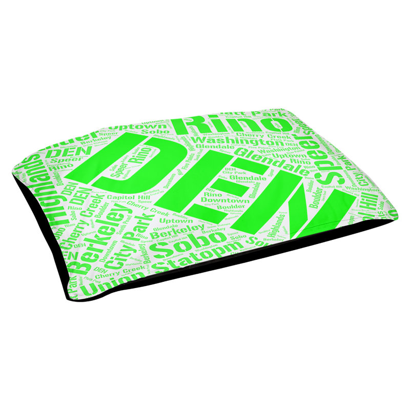 Coussin de chien « districts », Vert, Grand (l 40 po x P 30 po x H 14 po), Denver