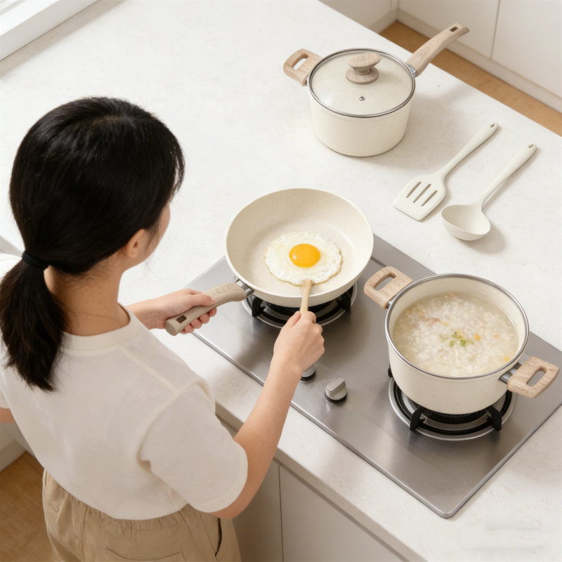 12 - Piece Aluminum Cookware Set, Beige