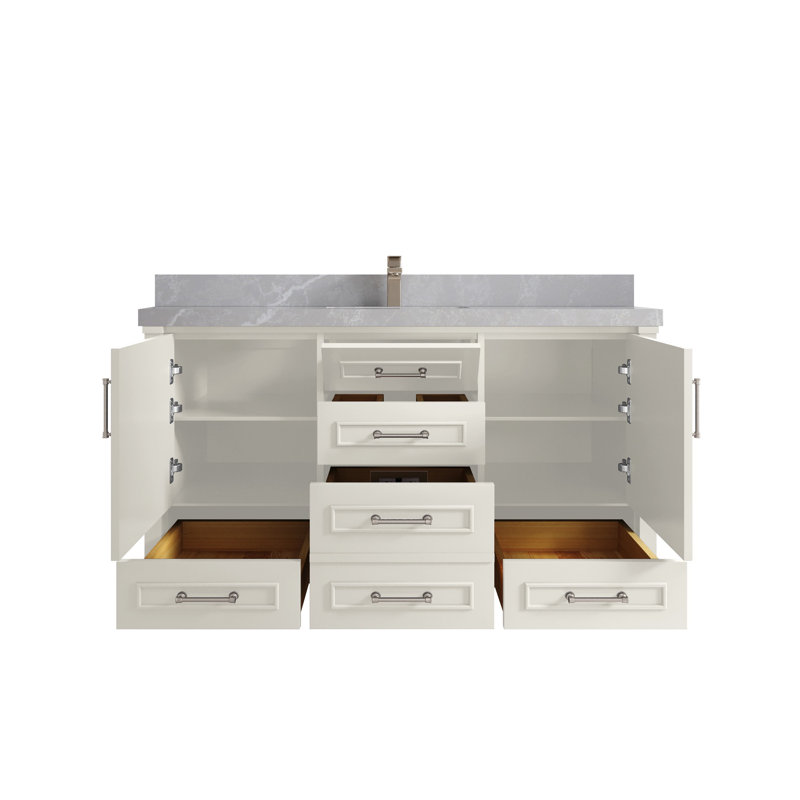 Meuble-lavabo simple 60 po avec comptoir en quartz Aberdeen