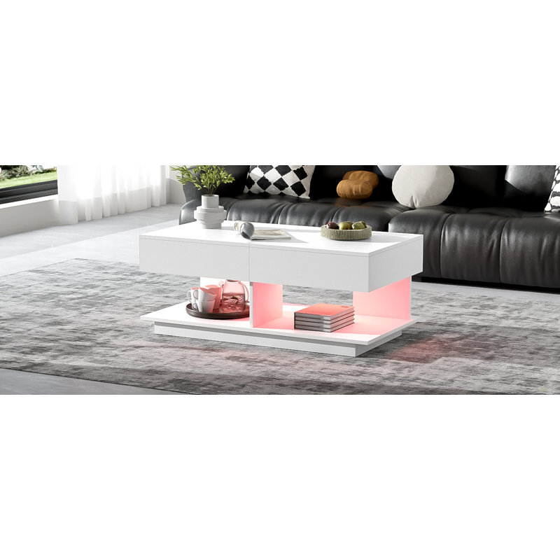 Table basse à rallonge de 41,3 po à 76,7 po, table basse centrale efficace avec plusieurs compartiments de rangement, table basse réglable multifonctionnelle avec espace de rangement caché pour le salon