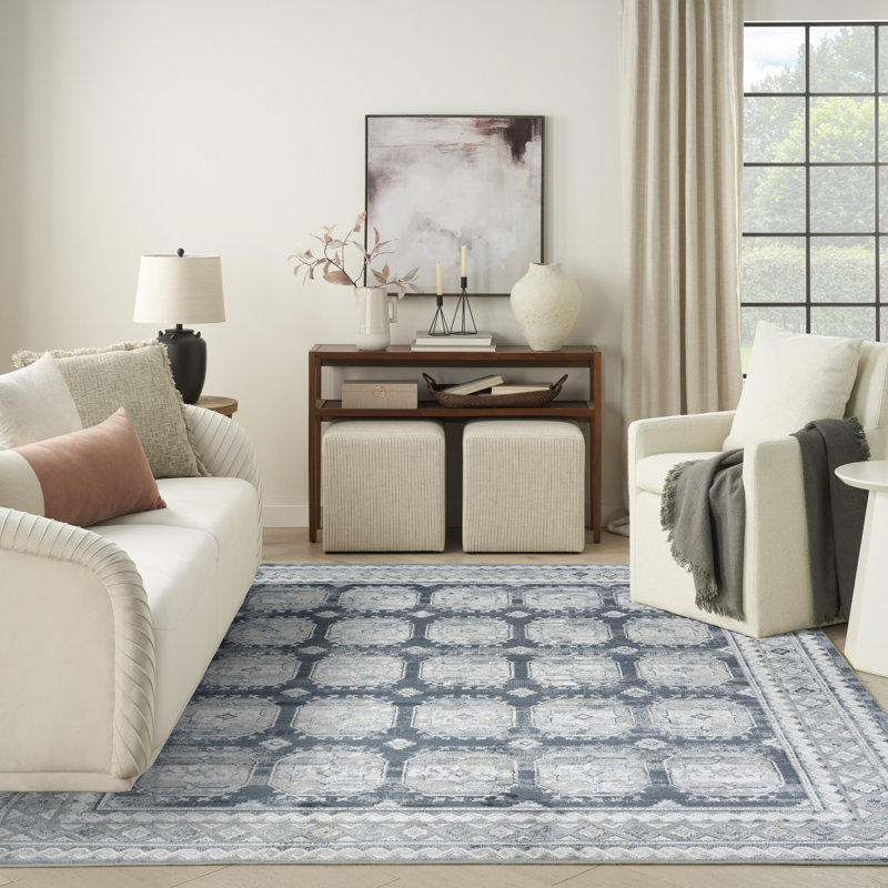 Lafever 7'10" x 9'10" Grey Navy Vintage Indoor Rug, Rectangle 7'10" x 9'10"