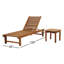 Chaise longue inclinable en teck avec table Arnoult