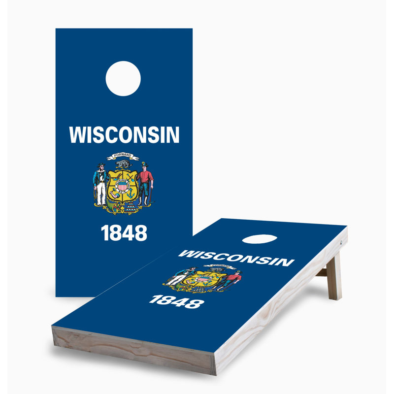 Wisconsin State Flag 2x4 Cornhole Board Set | Includes (2) Boards (8) Bags & Optional Accessories, NO Accessories