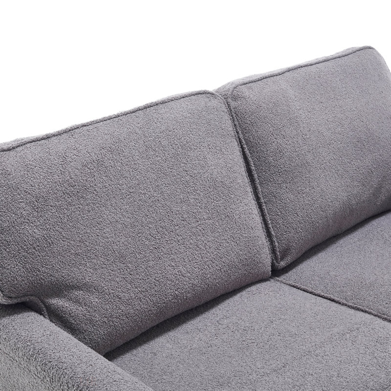 Canapé respirant en tissu Boucle avec housses détachables et ports de chargement USB pour une vie moderne, Gris