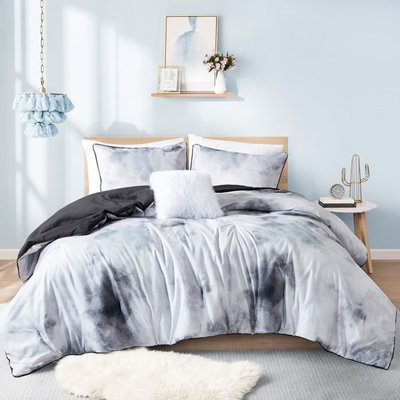 Édredon coloré simple TG / TG avec bordure passepoilée et coussin décoratif décoratif - jeté en microfibre brossée douce lavable à la machine