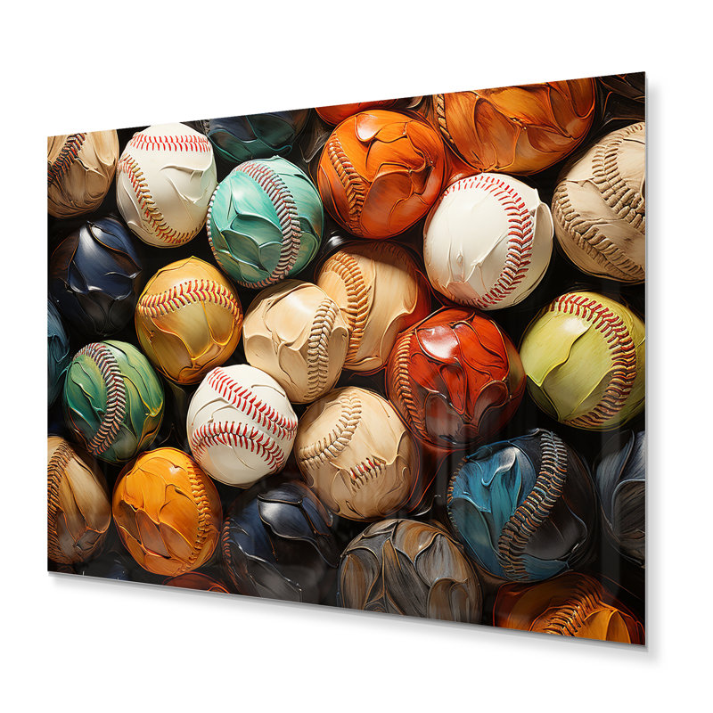 Baseball Collage I - Sports, art mural en métal, H 24 po x l 32 po