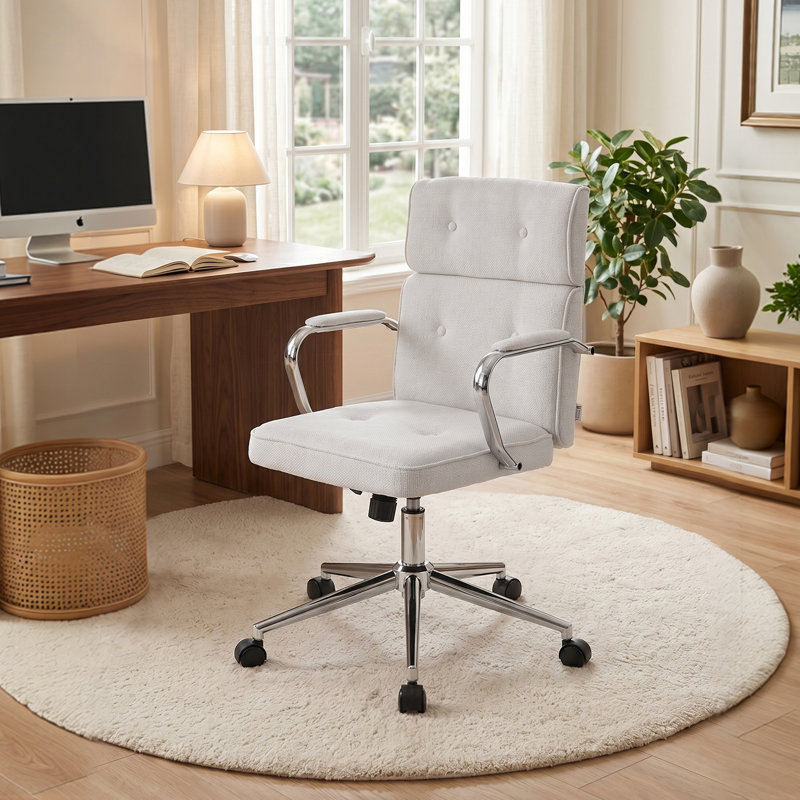 Chenille office chair, White