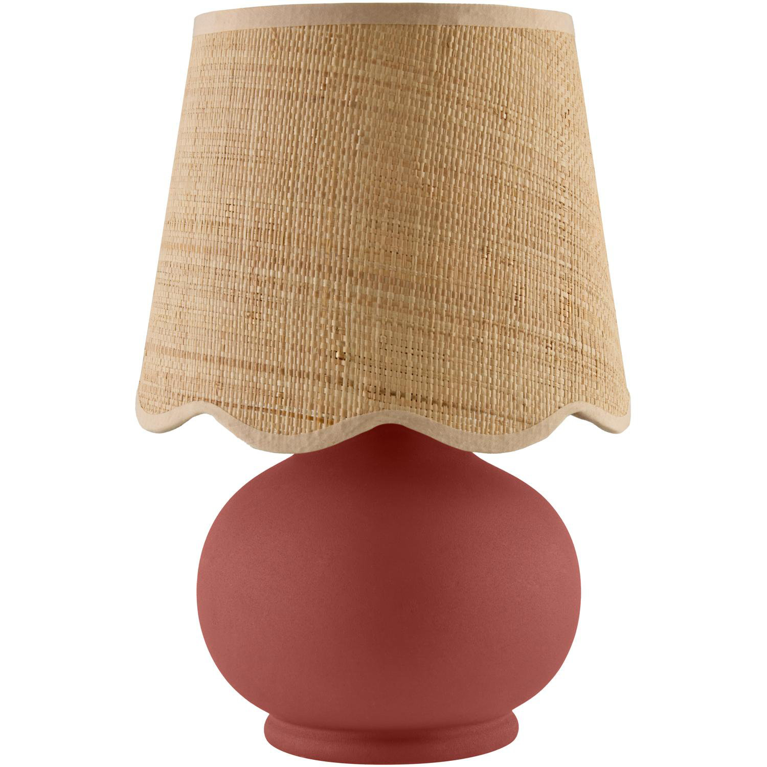 Momsen Scallop Shade Matte Lamp, Red, Natural, 13"H x 8"W x 8"D
