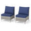 Ensemble 2 pièces de chaises de patio sans accoudoirs en osier de qualité supérieure-466381662-466381657