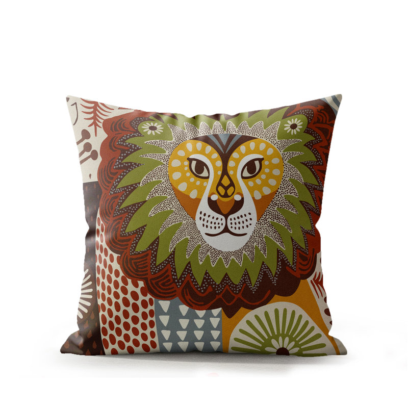 Ola Microsuede Square Pillow, Gray/Ochre/Beige, 16x16
