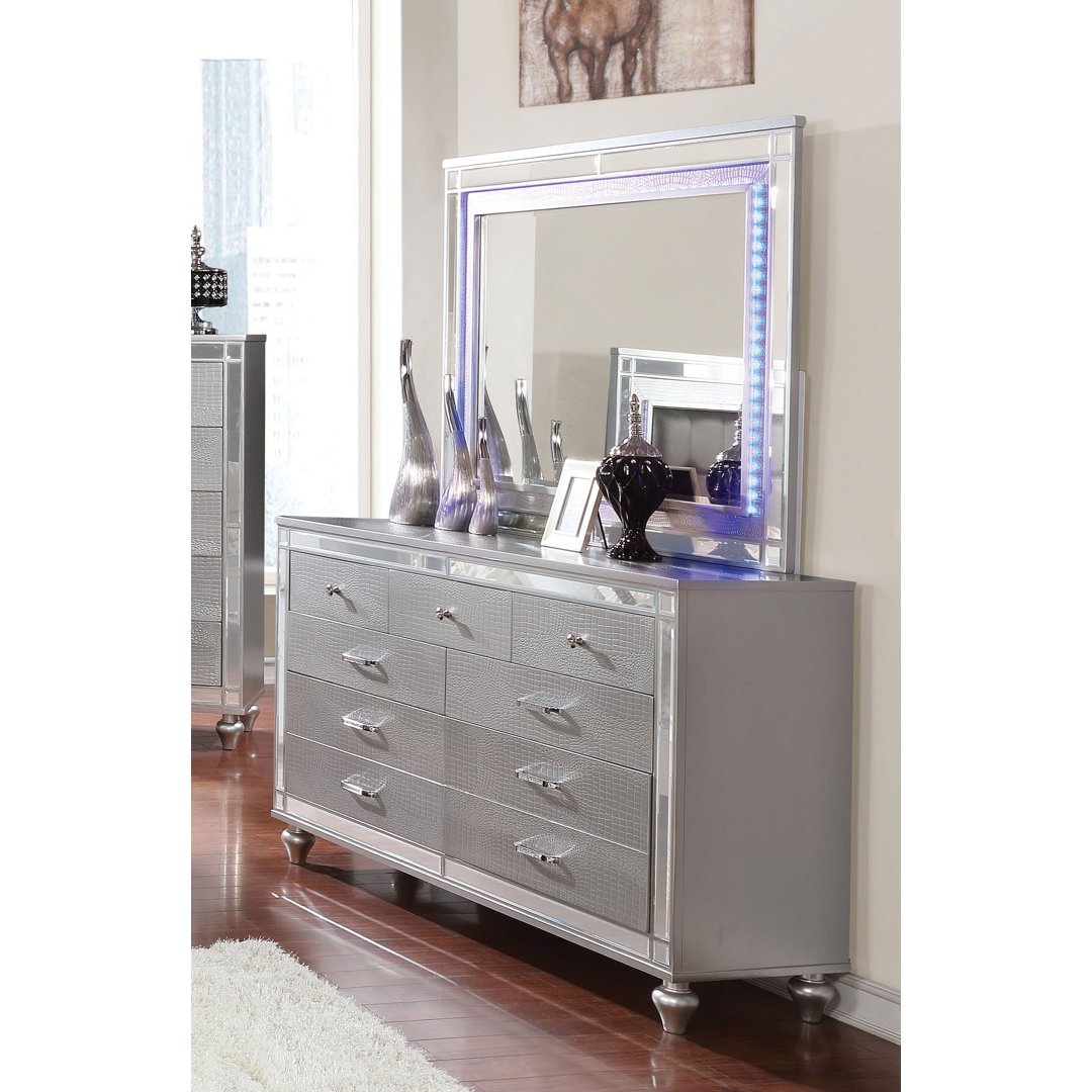 Meghean 9 Drawer 62" W Dresser with Mirror Rosdorf Park 