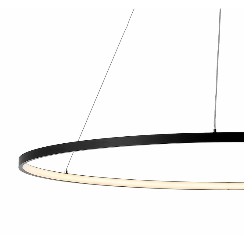 Lustre spectaculaire et unique à 1 lumière DEL Odin, Noir mat, H 0,75 po x l 34,88 po x P 34,88 po