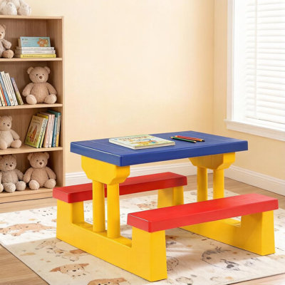 Heitor Kids 4 Piece Outdoor Spring Picnic Table Or Chair and Chair Set