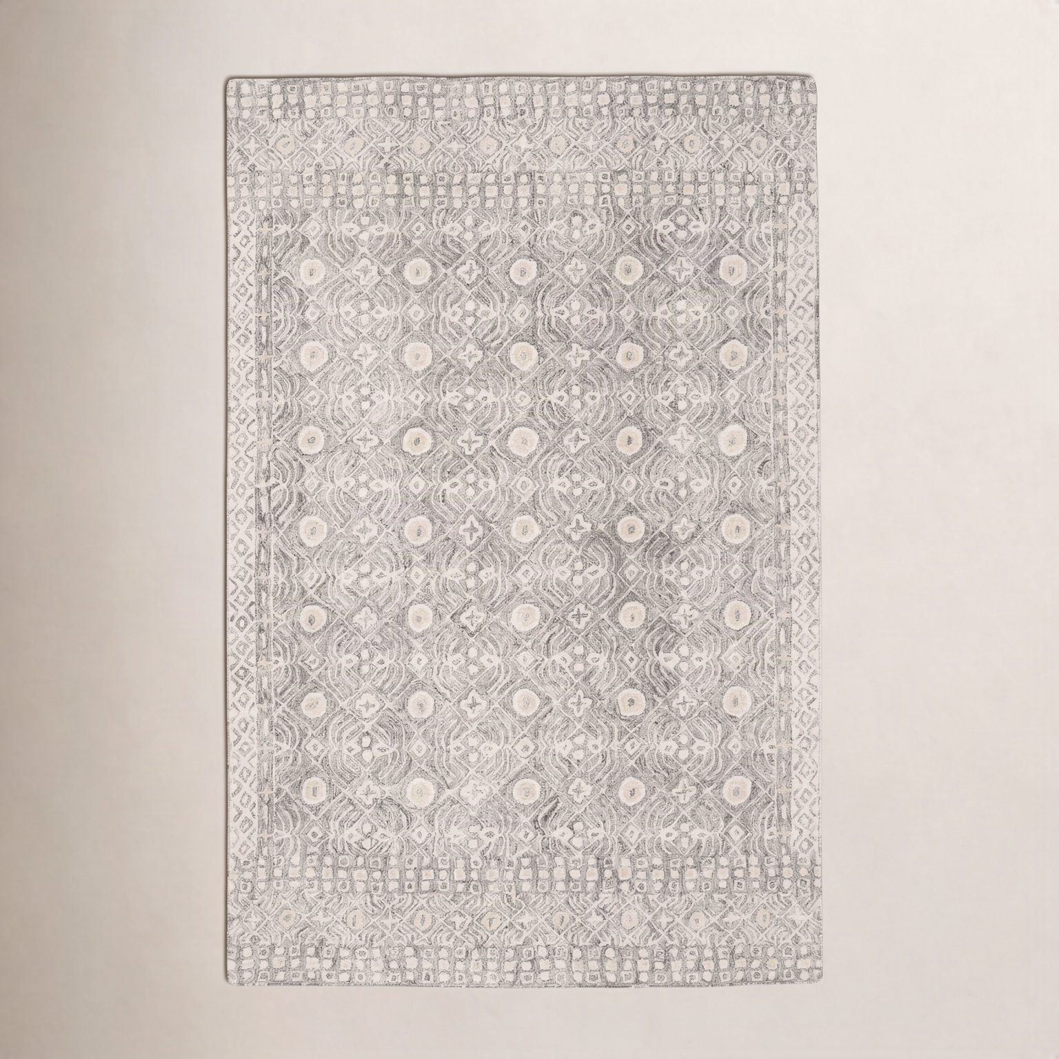 Stalder Ivory Hand-Tufted Wool Rug, Rectangle 5' x 8'