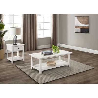 Callistus 2-Piece Coffee And 1-Drawer End Table Set White