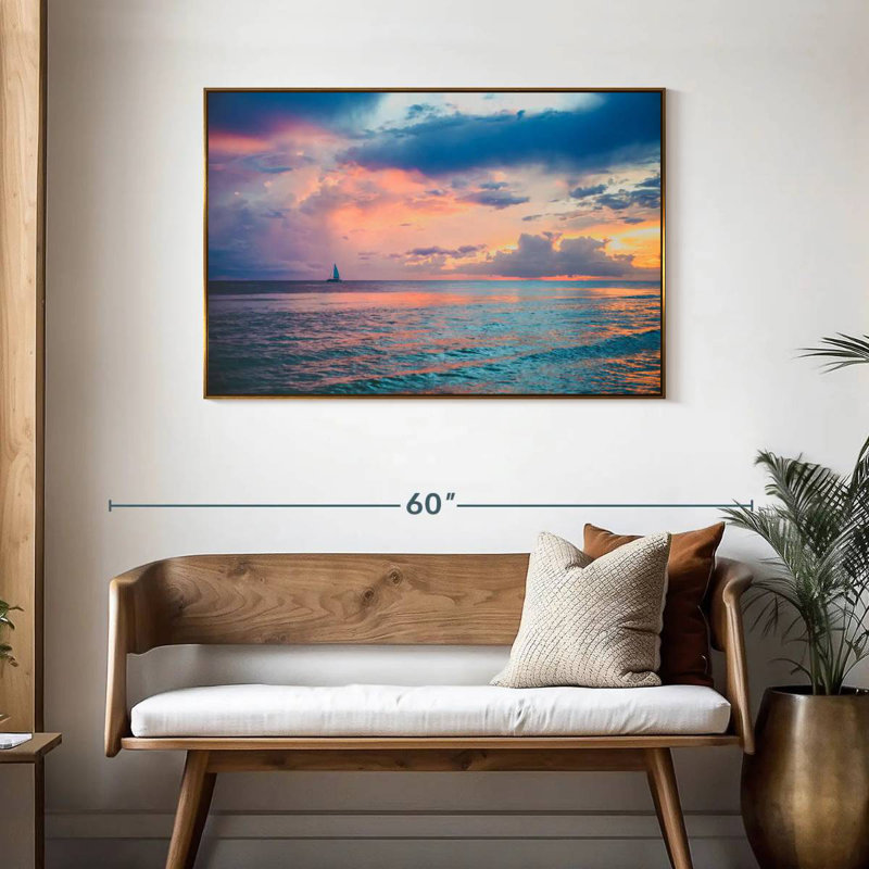 Coucher de soleil au Panama, 43 po x 29 po, Cadre flottant doré