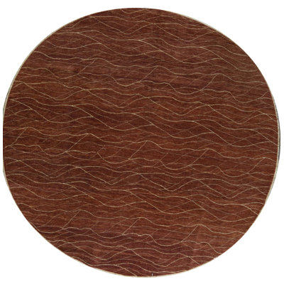 Tapis rouge rond de haute qualité noué à la main