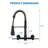 Matte Black 8 Inch Center Wall Mount Kitchen Faucet with Pull Down Sprayer-121293567