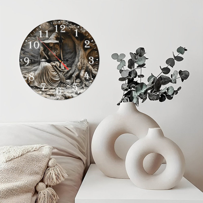 Horloge murale en bois 10 po, mouvement silencieux, à piles (piles AA non incluses), décor artistique, parfait pour les décorations