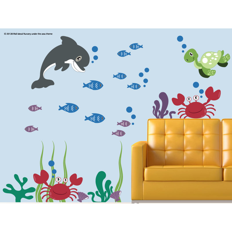 Adhésif décoratif dauphin, tortue, océan sous le mur de mer, Schéma A