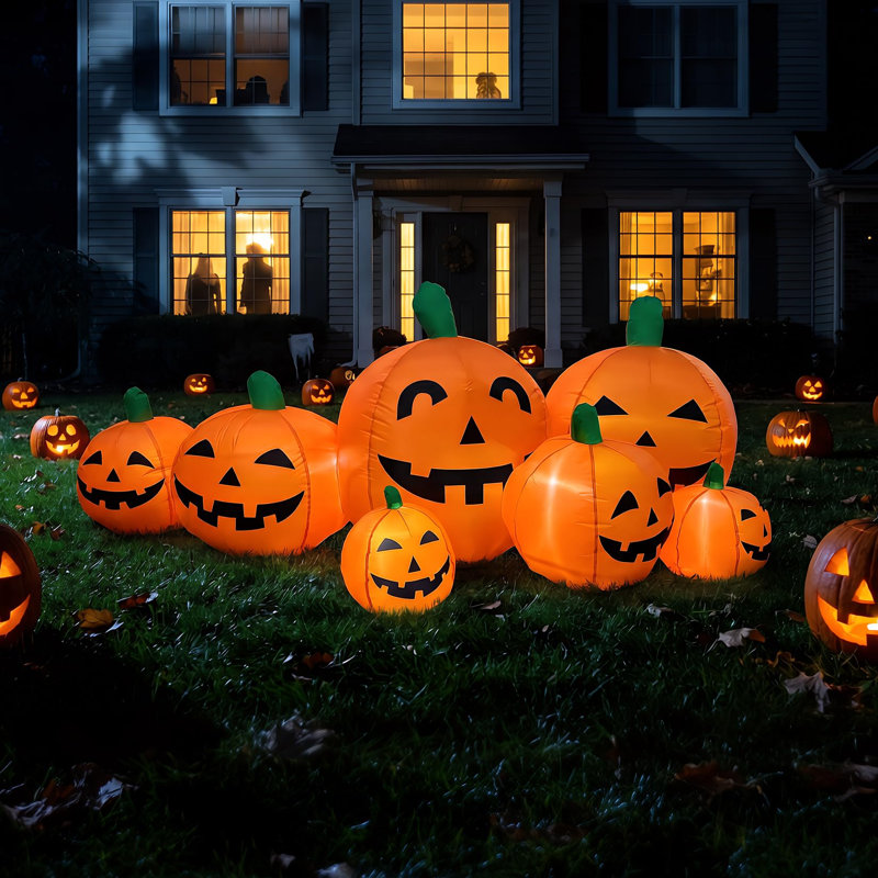 7.5ft Inflatable Halloween Pumpkin with LED Lights - Outdoor Holiday Yard Decoration for Fall & Thanksgiving, UK Size L (230cm), 0.8A Fan, 1000mA Power