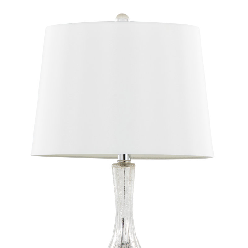 Ensemble de lampes de table en verre craquelé 27 po Rami, Argent argent, H 27 po x l 14 po x P 5,5 po, White