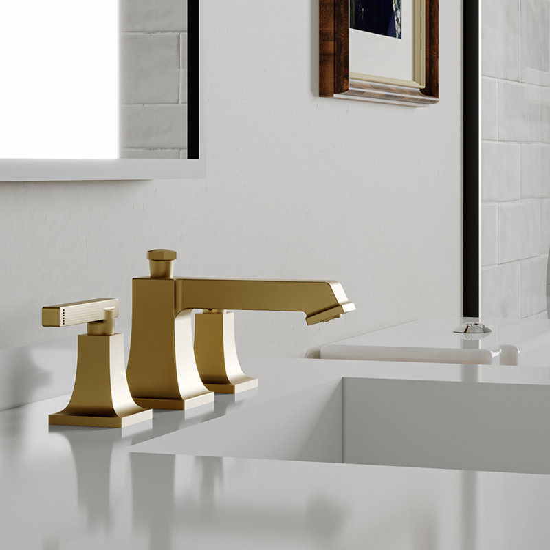 Robinet de salle de bain surdimensionné à 2 poignées et 3 trous avec bonde, Or brossé