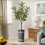 Arbre à fleurs artificiel rayé artificiel en soie artificielle (pot et arbre)-104345557