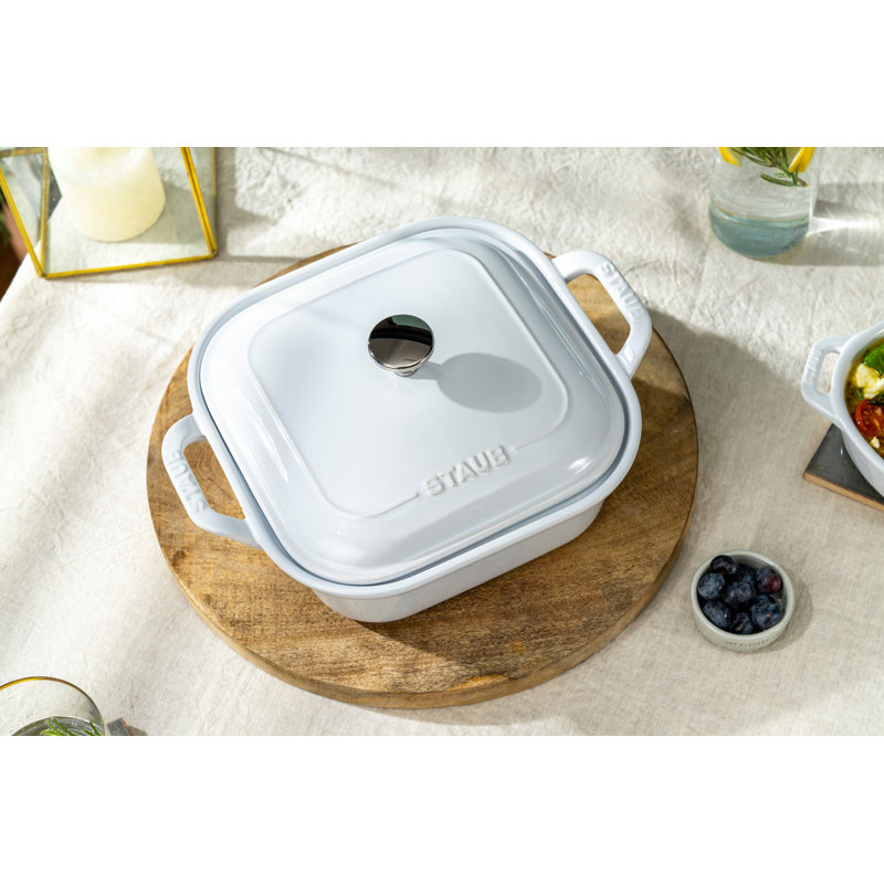 Staub Ceramic 9-inch x 9-inch Square Covered Casserole, Dark Blue