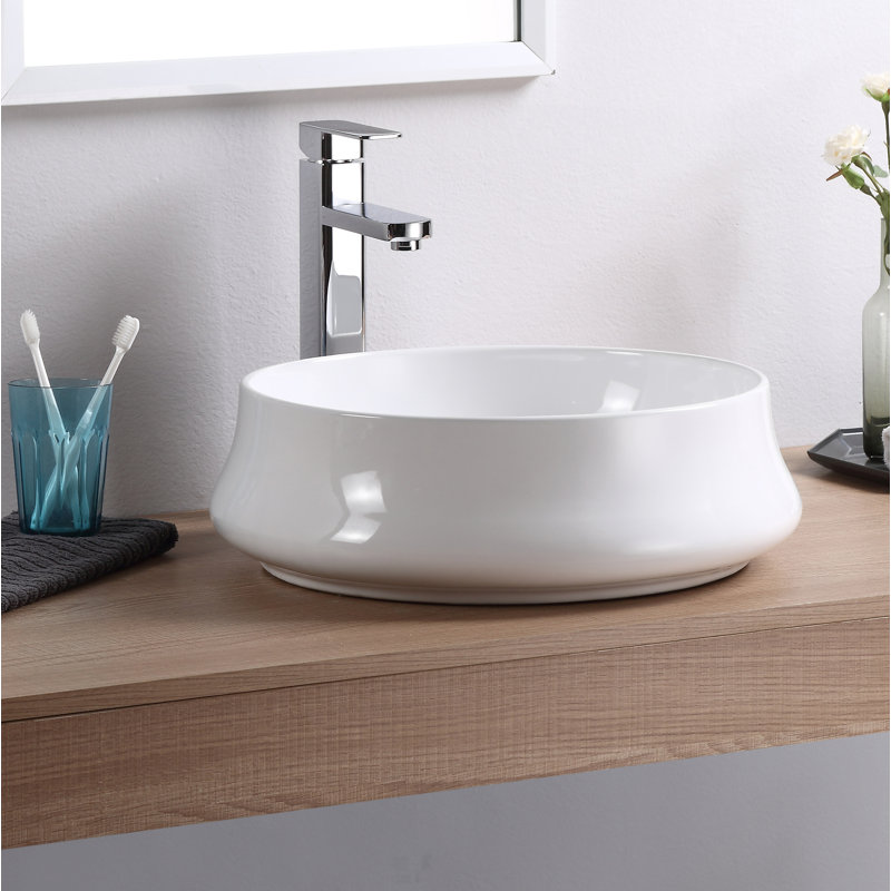 Lavabo de salle de bain à bateau circulaire en porcelaine vitreuse
