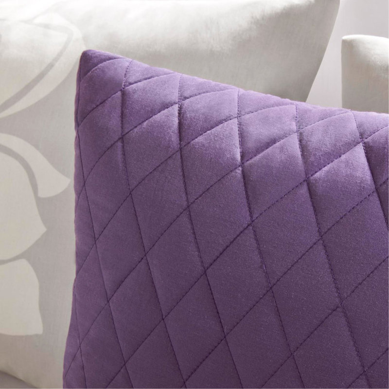 Ensemble d'édredon en satin de coton imprimé, Mauve, Grand édredon et 6 pièces supplémentaires