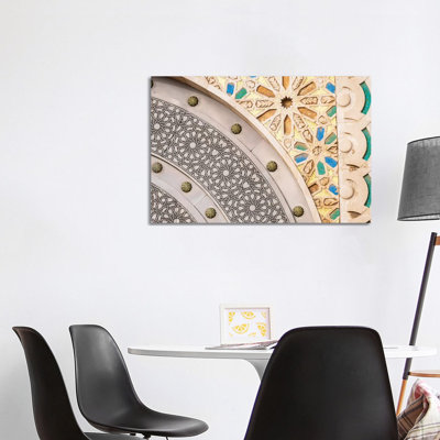 Africa, Morocco, Casablanca. Close-up of Designs on Mosque Exterior. 1 Piece Wrapped Canvas Wall Art