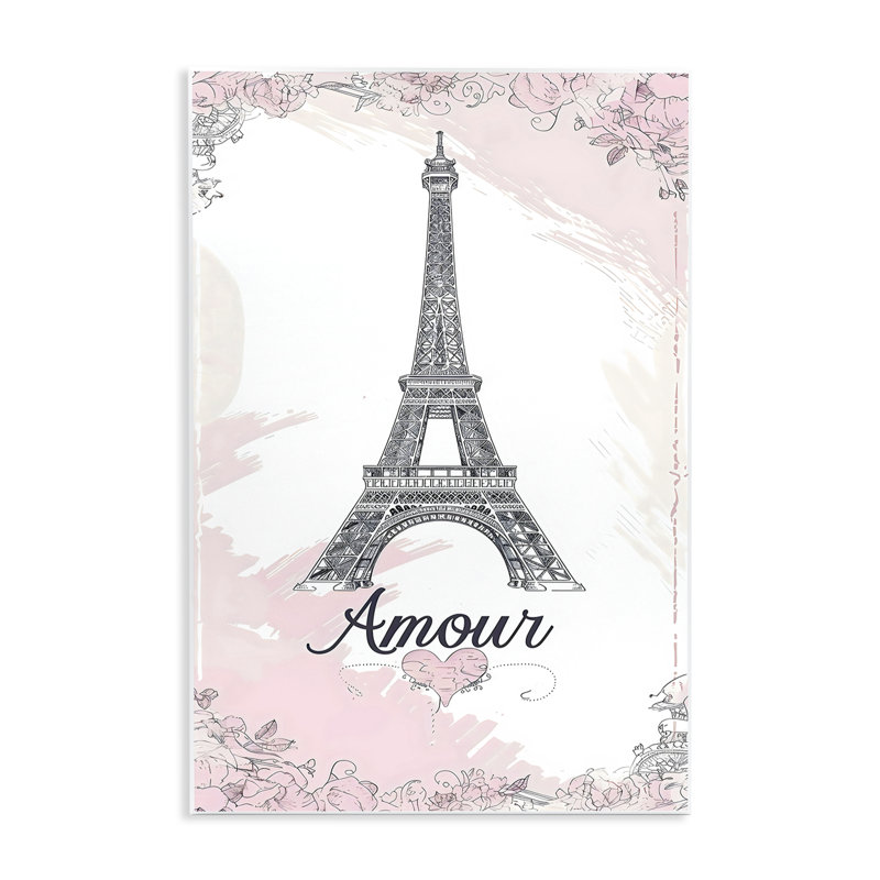 Plaque murale Amour Vintage Eiffel Tower, design by Creative Studio, H 19 po x l 13 po