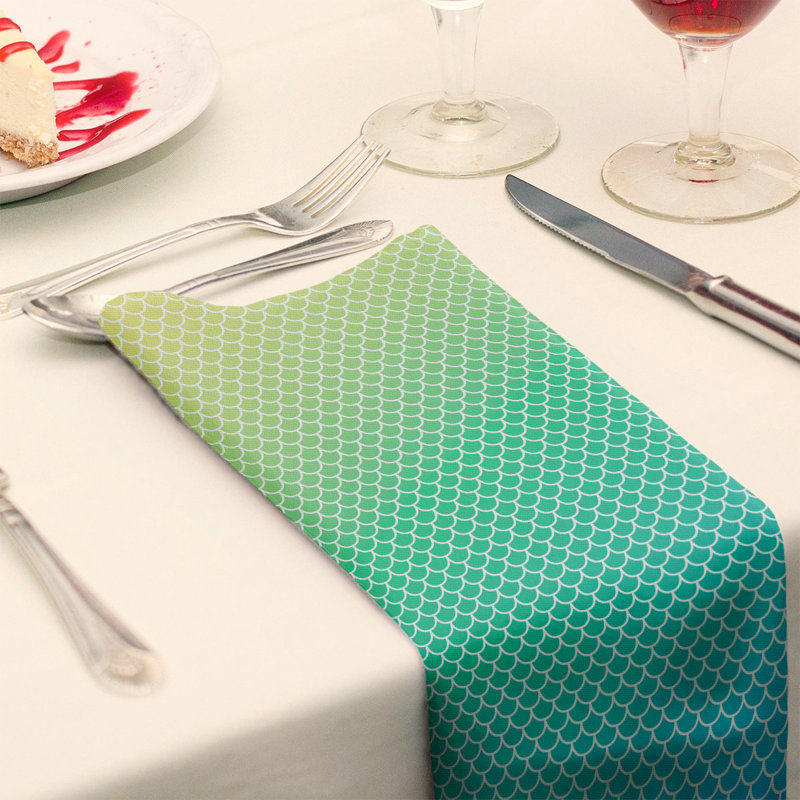 Serviette de coton à balances sirène, H 0,1 po x l 22 po x P 22 po, Jaune-vert / bleu, Sergé de coton