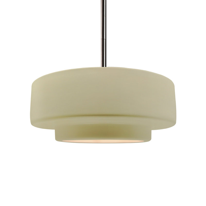 Luminaire suspendu à 1 lumière Meydan, Vanille lustrée, H 5,25 po x l 14,5 po x P 14,5 po, Nickel brossé